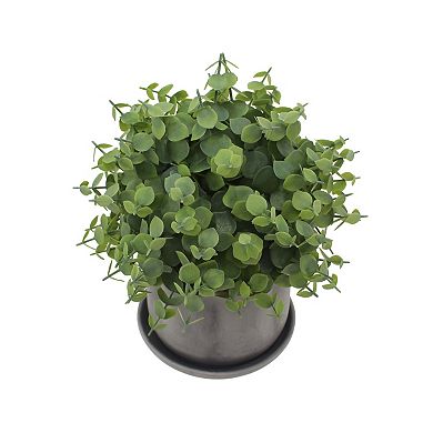 Everyday Decor Artificial Eucalyptus in Wavy Ceramic Planter