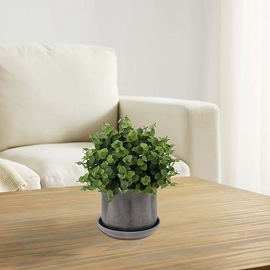 Everyday Decor Artificial Eucalyptus in Wavy Ceramic Planter