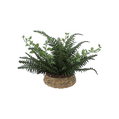 Everyday Decor Artificial Fern in Woven Planter