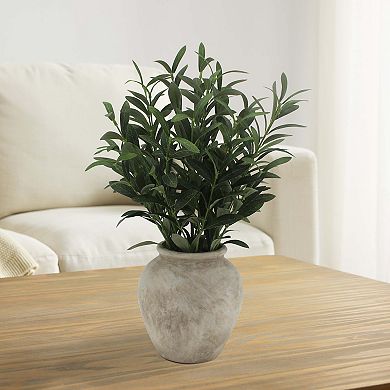 Everyday Decor Artificial Olive Branches in Antiqued Vase Table Decor