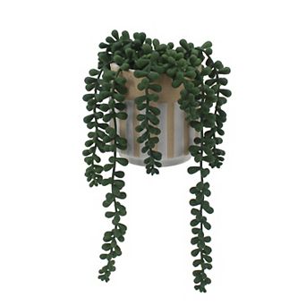 Everyday Decor Artificial String of Pearls Succulent in Striped Pot