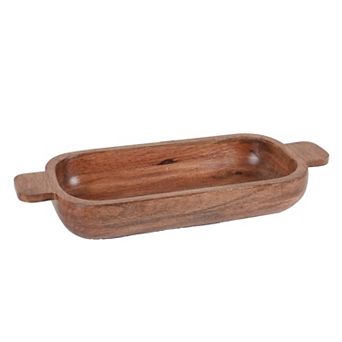 Everyday Decor Oblong Wood Dough Bowl Large Table Decor
