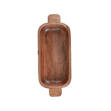 Everyday Decor Oblong Wood Dough Bowl Large Table Decor