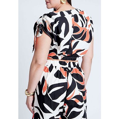 ELOQUII Women's Plus Size Shoulder Tie Crop Top