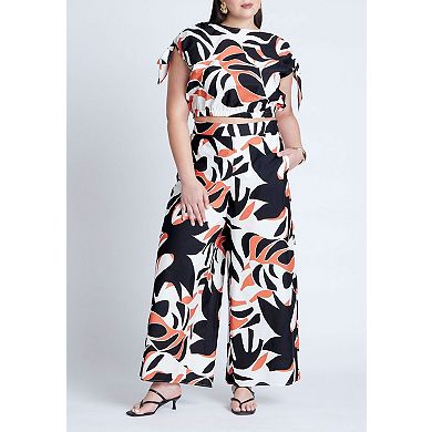 ELOQUII Women's Plus Size Shoulder Tie Crop Top