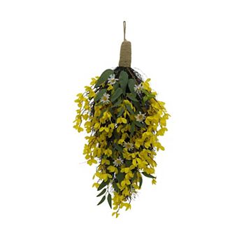 Everyday Decor Artificial Forsythia & Daisy Teardrop Arrangement