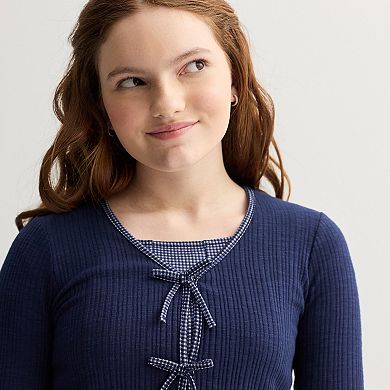 Girls 7-16 eyeshadow Bow Cardigan & Dress Set