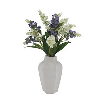 Everyday Decor Artificial Hyacinth in White Ceramic Vase