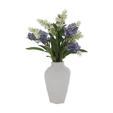 Everyday Decor Artificial Hyacinth in White Ceramic Vase