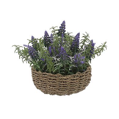 Everyday Decor Artificial Lavender Arrangement Woven Seagrass Basket