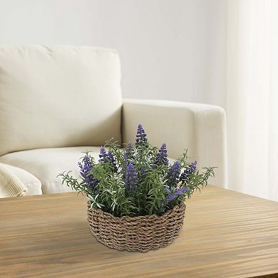 Everyday Decor Artificial Lavender Arrangement Woven Seagrass Basket