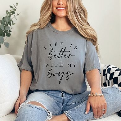 Simply Sage Market Life Is Better With My Boys Garment Dyed Tee