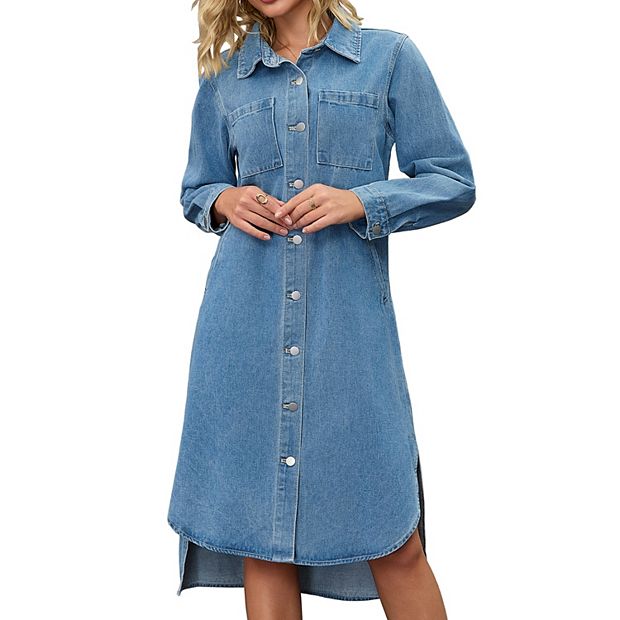 white christmas dresses Sweet Looking Long Sleeve Denim Mini Dress main image 0