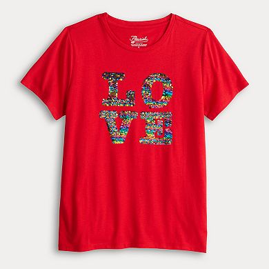 Women's Love Flip Sequin Short Sleeve Tee
