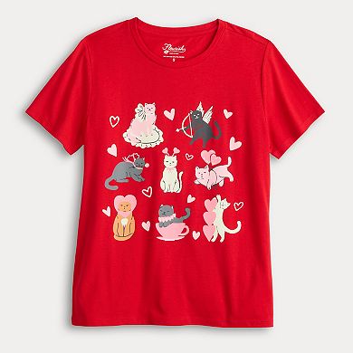 Women's Valentine's Day Cats Short Sleeve Graphic Tee