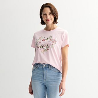 Women's "Love" Floral Heart Valentine's Day Graphic Tee