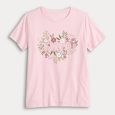 Women's "Love" Floral Heart Valentine's Day Graphic Tee