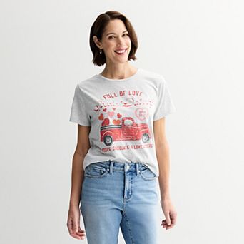 Women's Valentine's Day "Full of Love" Truck Short Sleeve Graphic Tee