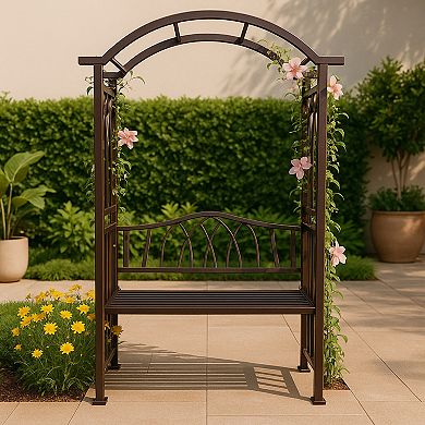 Oakland Living Garden Arbor Arch with 2-Seater Bench