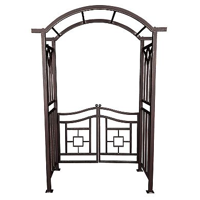 Oakland Living Aluminum Garden Arbor Arch with Gate Outdoor Decor