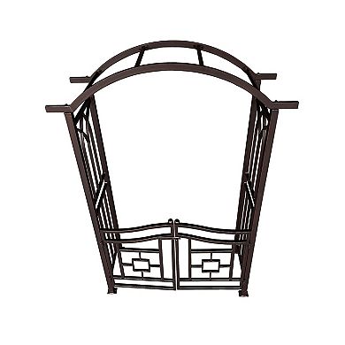 Oakland Living Aluminum Garden Arbor Arch with Gate Outdoor Decor