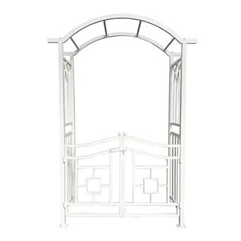 Oakland Living Aluminum Garden Arbor Arch with Gate Outdoor Decor
