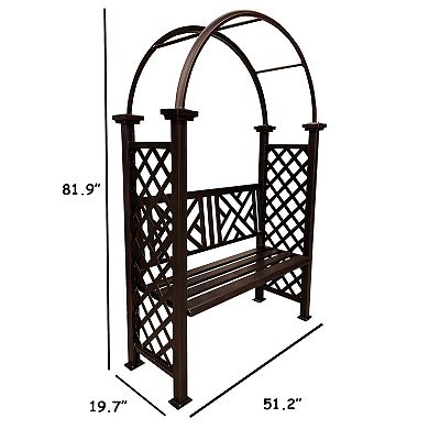 Oakland Living Garden Arbor Arch with 2-Seater Bench