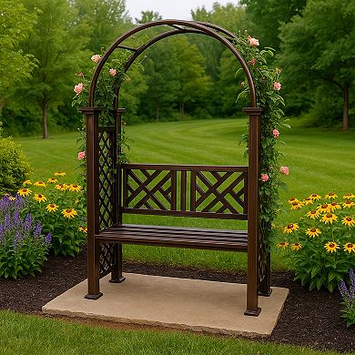 Oakland Living Garden Arbor Arch with 2-Seater Bench