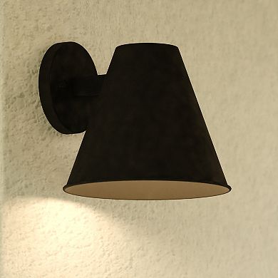 Smith 1 Light Textured Black Contemporary Indoor-Outdoor Wall Sconce Metal Shade