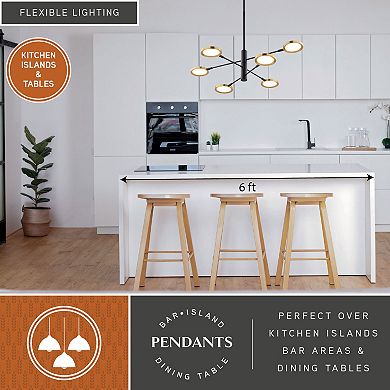 Cullerto 6L Matte Black and Gold Contemporary LED Pendant Light Adjustable Arms