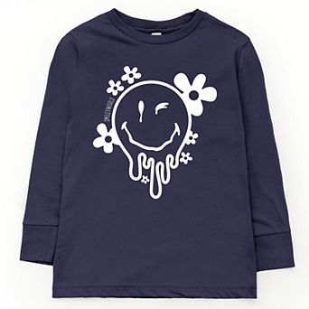 SmileyWorld Melting Outline - Youth Long Sleeve Graphic T-Shirt