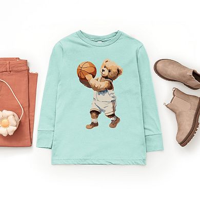 The Juniper Shop Watercolor Basketball Bear Youth Long Sleeve Tee