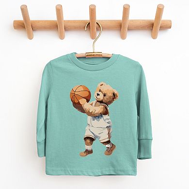 The Juniper Shop Watercolor Basketball Bear Youth Long Sleeve Tee
