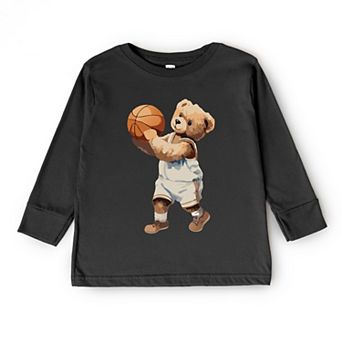 The Juniper Shop Watercolor Basketball Bear Youth Long Sleeve Tee