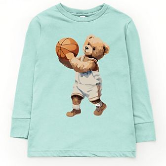 The Juniper Shop Watercolor Basketball Bear Youth Long Sleeve Tee
