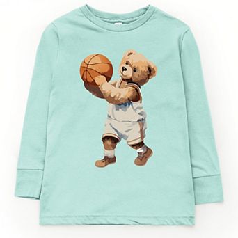 The Juniper Shop Watercolor Basketball Bear Youth Long Sleeve Tee
