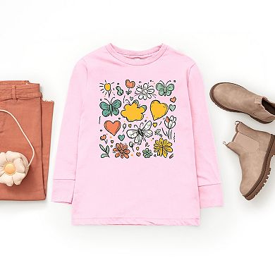 The Juniper Shop Flowers and Butterflies Youth Long Sleeve Tee