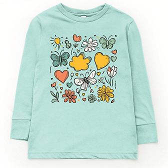 The Juniper Shop Flowers and Butterflies Youth Long Sleeve Tee