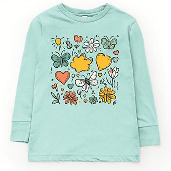 The Juniper Shop Flowers and Butterflies Youth Long Sleeve Tee