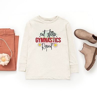 The Juniper Shop Eat Sleep Gymnastics Repeat Youth Long Sleeve Tee