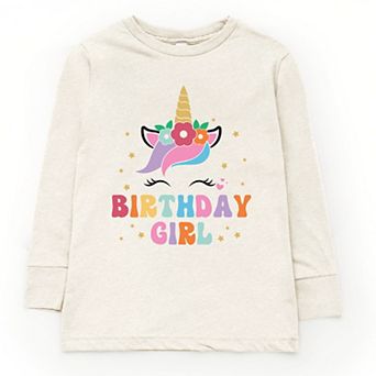 The Juniper Shop Birthday Girl Unicorn Youth Long Sleeve Tee