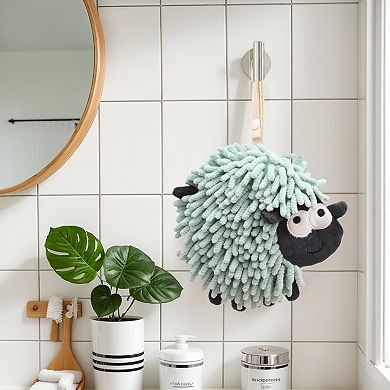 Chenille Hand Towels with Hanging Loop, 2 Packs Funny Bathroom Hand Towel in Sheep Shape, 7"x7"