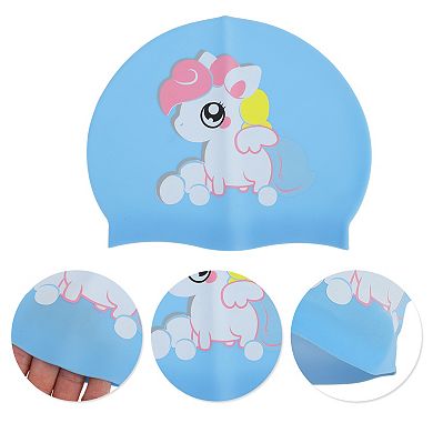 Silicone Cartoon Horse Swim Cap for Child 1 Pc