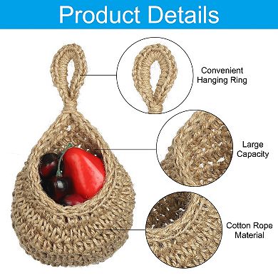 Mini Size Teardrop Home Decor Storage Hand-Woven Wall Hanging Basket for Potato Vegetable