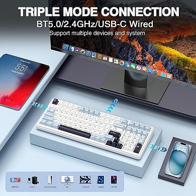 AULA F99, 99-Key, Wireless, Hot Swappable, Mechanical Gaming Keyboard, RGB, 5-Layer Padding