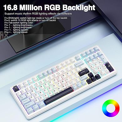 AULA F99, 99-Key, Wireless, Hot Swappable, Mechanical Gaming Keyboard, RGB, 5-Layer Padding