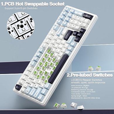 AULA F99, 99-Key, Wireless, Hot Swappable, Mechanical Gaming Keyboard, RGB, 5-Layer Padding