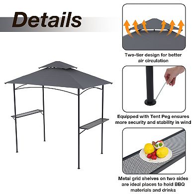 Grill Gazebo 8’x 5’ Outdoor Patio Backyard BBQ Grill Shelter
