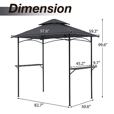 Grill Gazebo 8’x 5’ Outdoor Patio Backyard BBQ Grill Shelter