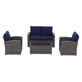 Patio Furniture Set, 4 pc Outdoor Patio Conversation Set